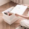 15 Quart White Stackable Storage Bins  with lock lids, built-in handles, and dust/water/moisture-proof. for organizing clothes, toys, office supplies in closets, under beds, garages. (white, 2L) view 1