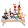 Aqur2020 Wooden Barbecue Kitchen Toy Set for Toddlers, Educational Playset with 45 Accessories, Rubber Wood Material, 10.8x30x22cm, Ages 3+ view 1