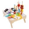 Aqur2020 Wooden Barbecue Kitchen Toy Set for Toddlers, Educational Playset with 45 Accessories, Rubber Wood Material, 10.8x30x22cm, Ages 3+ view 2