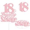 18th Birthday Cake Topper Rose Gold Glitter Happy 18th Birthday Cake Decorations 18 & Legally Savage Cake Topper 18th Birthday Party Decorations Supplies Funny Birthday Gifts for Girls view 3