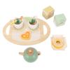 Aqur2020 Wooden Tea Party Set for Girls, Pine Wood, Educational Afternoon Tea Toy, Includes Tray Teapot Cups Saucers Desserts, for Kids view 3