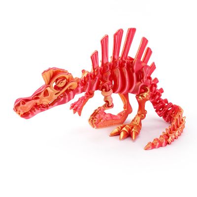 3D Toys 3-d Printed Spinosaurus Skeleton for Home Office Decompression Decor Executive Desk Toys-Laser Red||13cm/5in