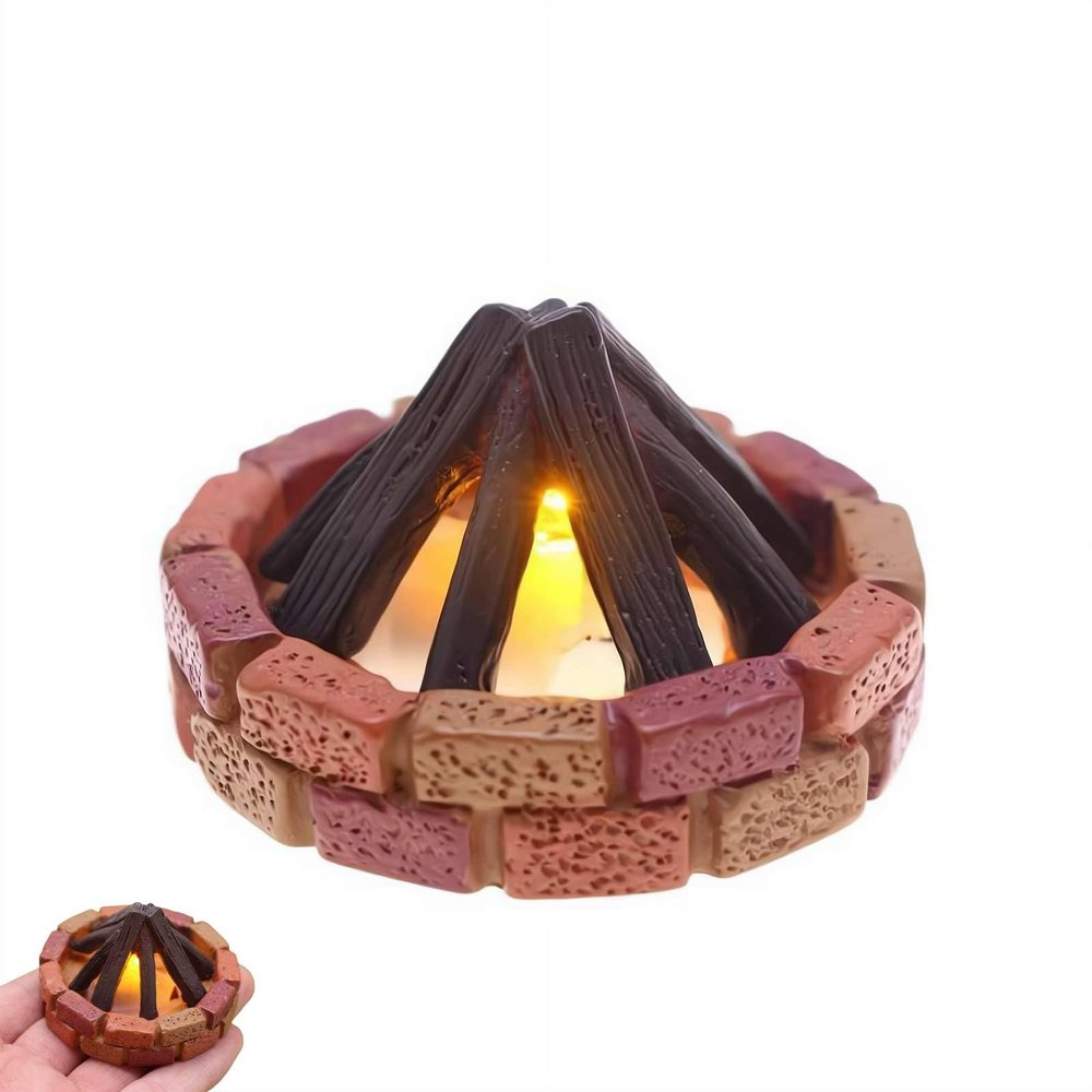 1:12 Bonfire Miniature LED Bonfire Decor,Fake Campfire Led Campfire Light Decorative,Simulation LED B-Onfire Mini Outdoor Model Ornament,for Mini House Christmas Decoration Xmas Gift