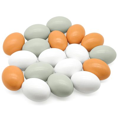 18 PCS Wooden Fake Eggs,3 Colors Wooden Chicken Eggs,Faux Chicken Egg for DIY Crafts Egg,Help Laying Hen Nesting Box,Easter,Food Toy,Home Decor,DIY