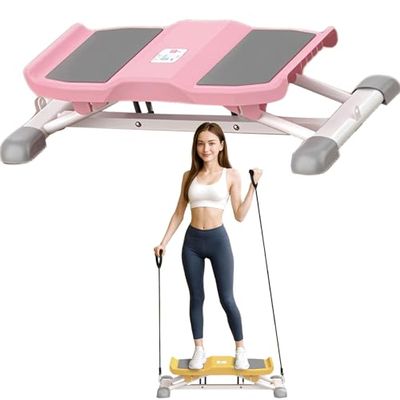 Ski Balance Board with Resistance Bands, Portable LCD Monitor Balance Trainer for Adults, 300 Lbs Capacity Waist Twister Ski Simulator Fitness Equipment