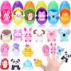 12 Pack Prefilled Easter Eggs With Toys, Mini Animal Finger Puppets Easter Egg Fillers, Easter Basket Stuffers for Kids and Toddlers, Easter Party Favors, Classroom Prizes view 1