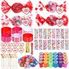 284Pcs Valentines Day Gifts for Kids 24Pack Valentines Round Candy-Shaped Stationery Gift Set with Bracelets Erasers Stamps Stickers Heart Cards for School Classroom Exchange Prizes Party Favors view 1