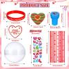 284Pcs Valentines Day Gifts for Kids 24Pack Valentines Round Candy-Shaped Stationery Gift Set with Bracelets Erasers Stamps Stickers Heart Cards for School Classroom Exchange Prizes Party Favors view 3