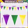 100FT Mardi Gras Decorations, Pre-Assemble Mardi Gras Banner, Purple Green and Gold Pennant Banner Flags, Double-Sided Carnival Banners Decor for New Orleans Holiday Masquerade Party Decorations view 2