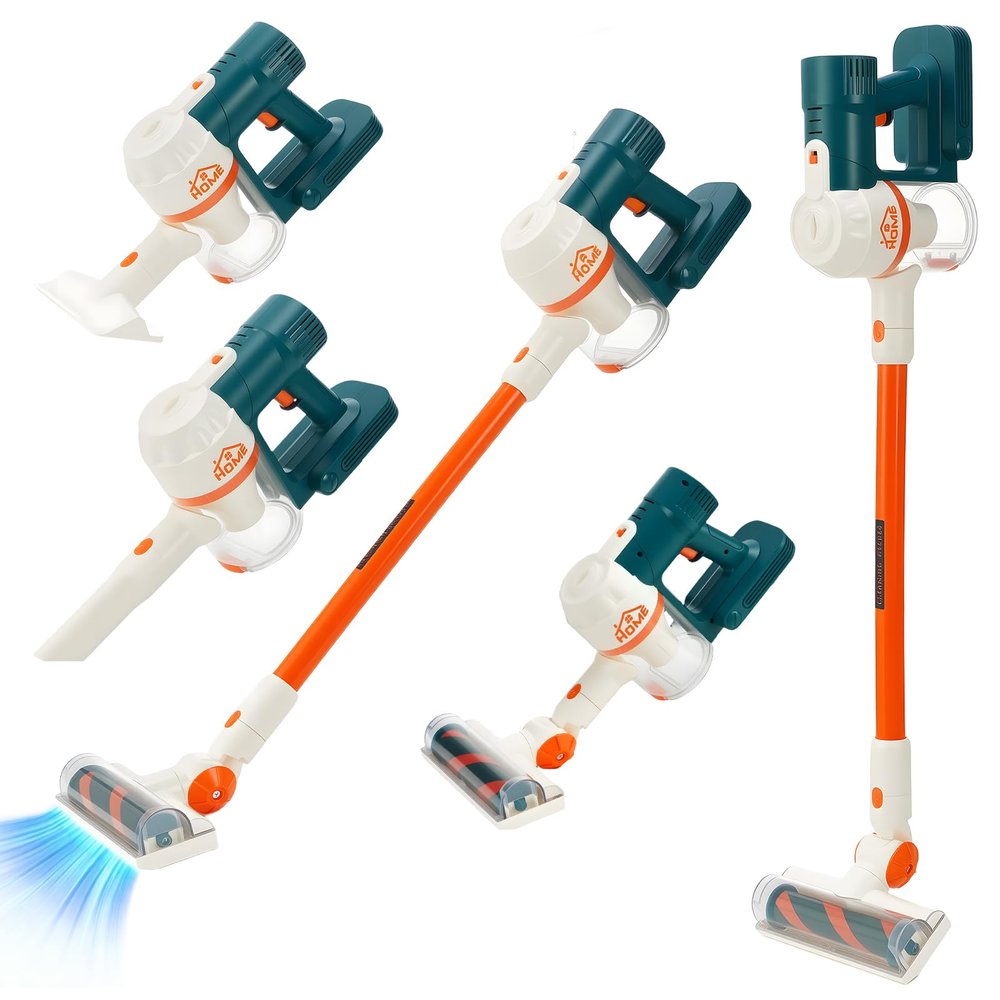 3-in-1 Cordless Kids Vacuum That Really Works,Toddler Pretend Play Cleaning Set with Real Suction,Housekeeping Helper for Boys and Girls Ages 3+