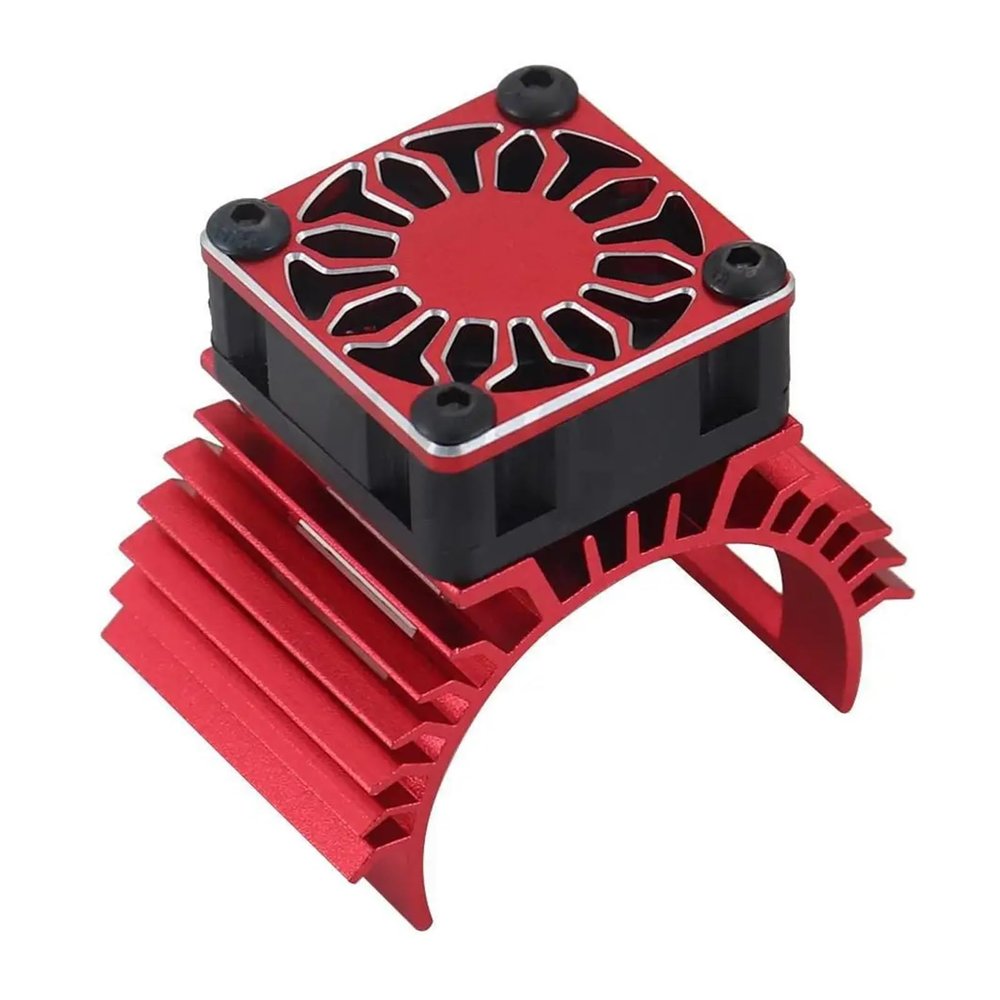 14000rpm Electric Car Brushless Motor Heatsink Cover Cooling Fan for 1:10 Hsp Remote Control Cars 540 550 3650 Motor Heat Sink(Red with lid)