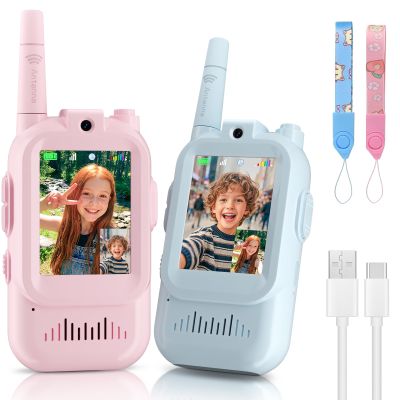 HD Video Walkie Talkies for Kids, 2-Pack Rechargeable Kids Gifts with Camera & Screen, Long Range Kids Walkie Talkies for Boys & Girls Ages 312, Toddler Toys for Family Games Indoor & Outdoor Play