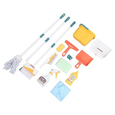 Aqur2020 Children's Broom and Mop Set, Complete Educational Cleaning Toys for Toddlers, 15 Accessories, Plastic