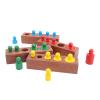 Aqur2020 Cylinder Set, Wooden Toys, Educational Logical Thinking Game for Children 36 Months + 4 Bases, 20 Cylinders, Early Learning, for Baby view 2