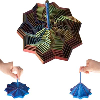 3D Printed Expanded Sensory Fidget Star with Handle Colorful Spiral Fidget Star 3D Sensory Fidget Toy for Adults Stress Relief Focus Expanded Star Shaped Fidget Tool Office Desk Toy (J, S)
