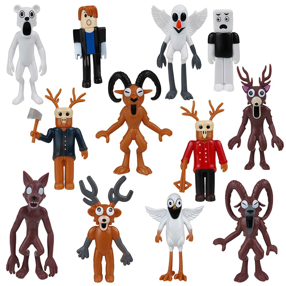 12PCS 99 Nights in The Forest Toys, 2.7-3.4 Inch Deer Monster Owl Ram Action Figures for Game Fans Collectors, Brainrot Toys Valentines Day Gifts for Kids Birthday Party Favors Decorations