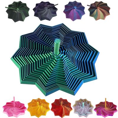 3D Printed Expanded Sensory Fidget Star - 2025 Sensory Fidget Star with Handle, Multi-Colored Whirling Spiral 3D Fidget Toy, Multiple Ways to Play for Adult Relieving Stress (Laser Green,4.3in)