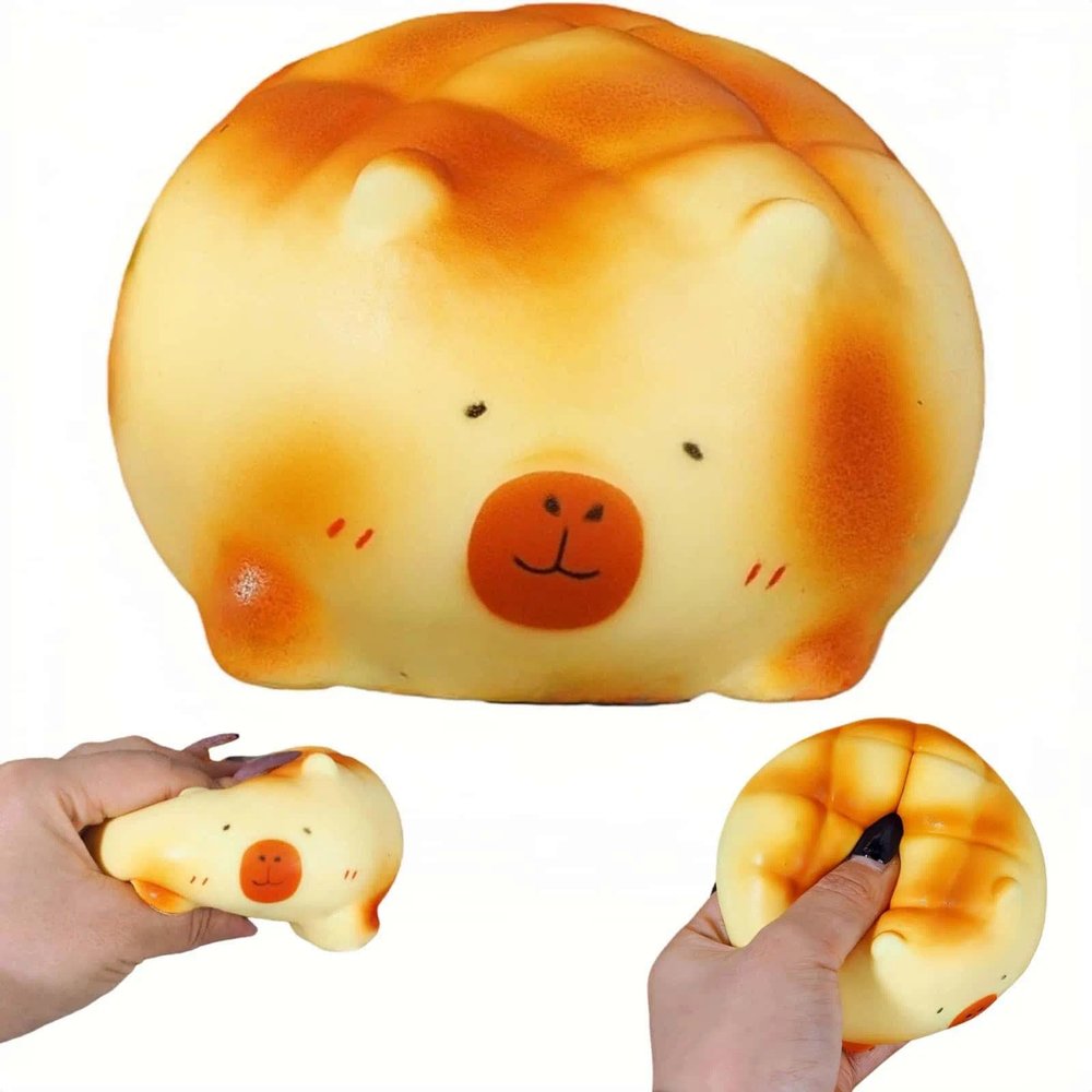 Cute Capybara Bread Squishy Toys - Slow Rising Squishy Stress Relief Fidgets, Soft Anxiety Relief for Adults, Fun Desk Decor & Gift Idea (Pineapple Bun Capybara)