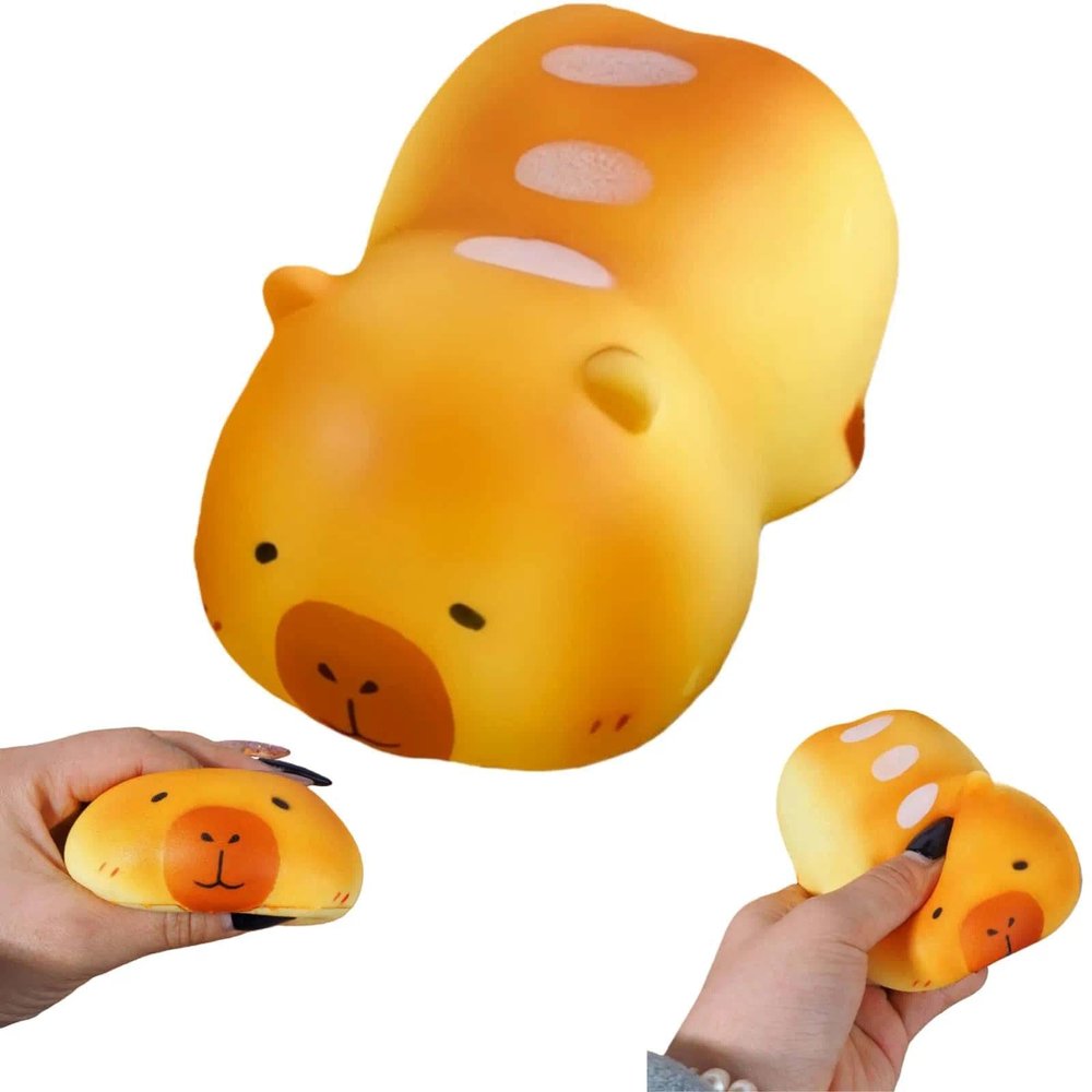 Cute Capybara Bread Squishy Toys - Slow Rising Squishy Stress Relief Fidgets, Soft Anxiety Relief for Adults, Fun Desk Decor & Gift Idea (Dinner Roll Capybara)