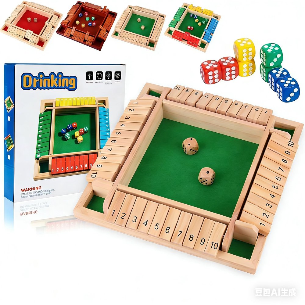 Beterder Shut The Box Game Wooden Classic Close The Box Dice Game for Adults, Educational Math Puzzle Board Game for Family, Classroom, and Party Entertainment (Green)