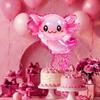 Axolotl Pinata Set - Glitter Pink Axolotl Pull String Piata with Blindfold, Bat, Confetti for Birthday Party Decorations (16.1'') view 2