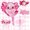 Axolotl Pinata Set - Glitter Pink Axolotl Pull String Piata with Blindfold, Bat, Confetti for Birthday Party Decorations (16.1'') view 4