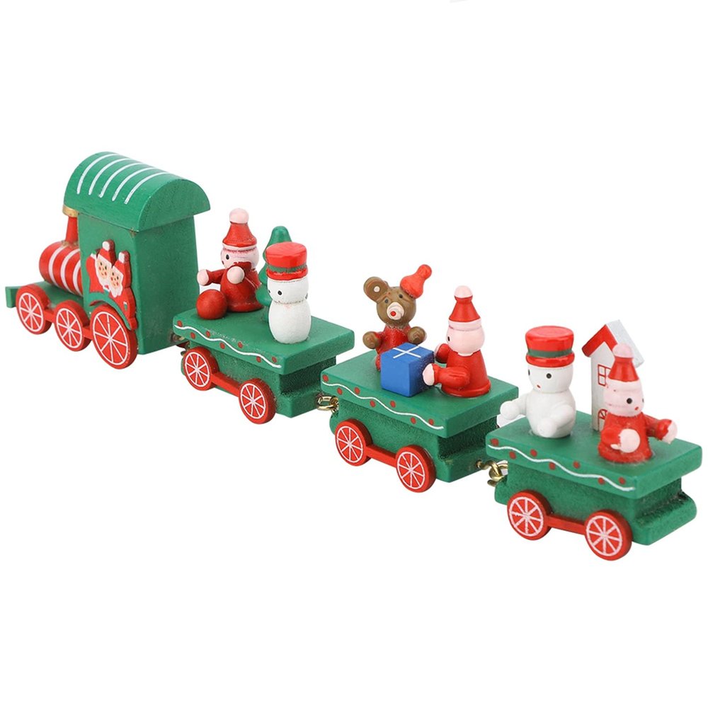 ariarly Christmas Train Toy, Special, Desktop Decoration, Home Festive Atmosphere with Engine and Three Carriages Connected by Brass Fixtures for Christmas Supplies. (Green)