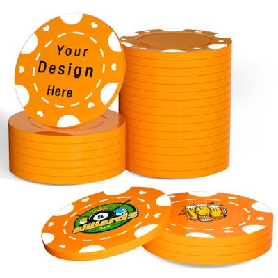 100 Custom Poker Chips,Durable ABS,Drink Tokens Personalized Your Photo,Logo or Image,Double-Sided UV Color Printing,Custom Tokens for Bar,Party,Company Logo and Promotions&Gift,9 Colors (Orange)