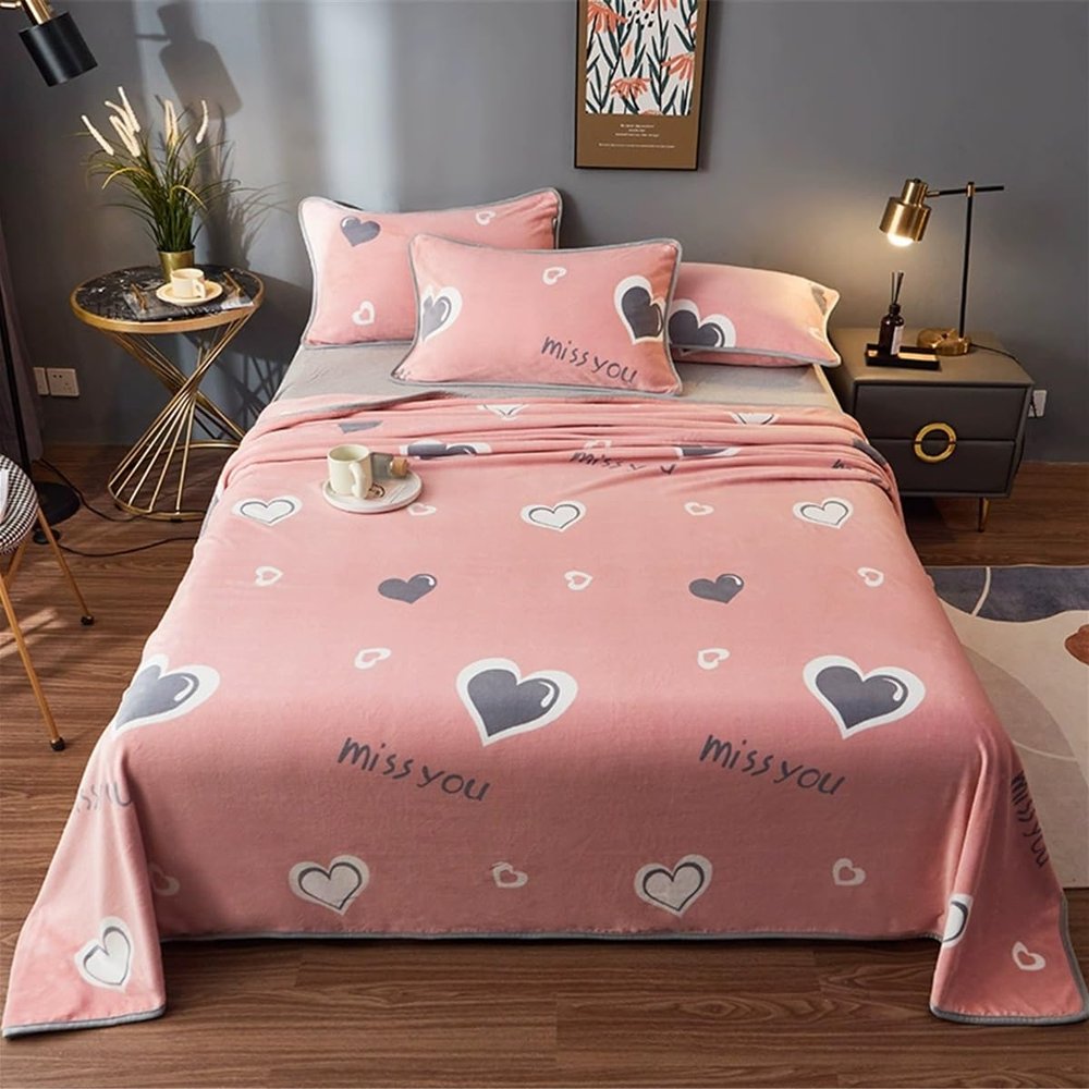 LETACTKER Velvet Bed SheetsAll-Season Milk Plush BeddingMattress Protector Cover for Cozy and Elegant Sleep Experience (#4,180cmx230cm)