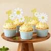 12PCS Daisy 1st Birthday Cupcake Topper Set Gold & White Glitter One Cake Decorations Suitable for 1st Birthday Party Dessert Decor view 3