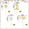 12PCS Daisy 1st Birthday Cupcake Topper Set Gold & White Glitter One Cake Decorations Suitable for 1st Birthday Party Dessert Decor view 4