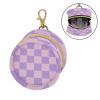 ElliTarr Pacifier Holder with Clip Pacifier Case for Diaper Bag Round Baby Pacifier Pouch Box Bag Portable Checkered Purple view 2
