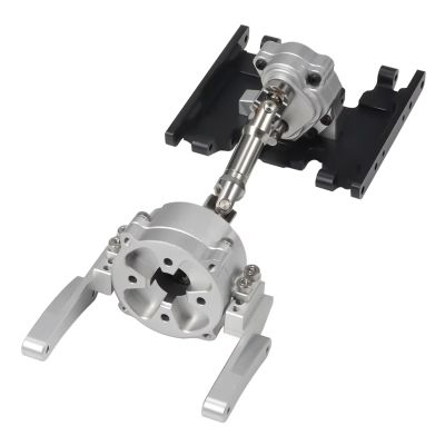 RC Upgrade Parts For SCX10 II 1/10 90046 For Chassis Front Mount Planetary Transmission Transfer Case Skid Plate Drive Shaft Gearbox Set RC Crawler(Silver)