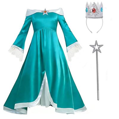 IDOTTA Girls Princess Costume for Kids Cosplay Fancy Dress up with Crown Magic Wand