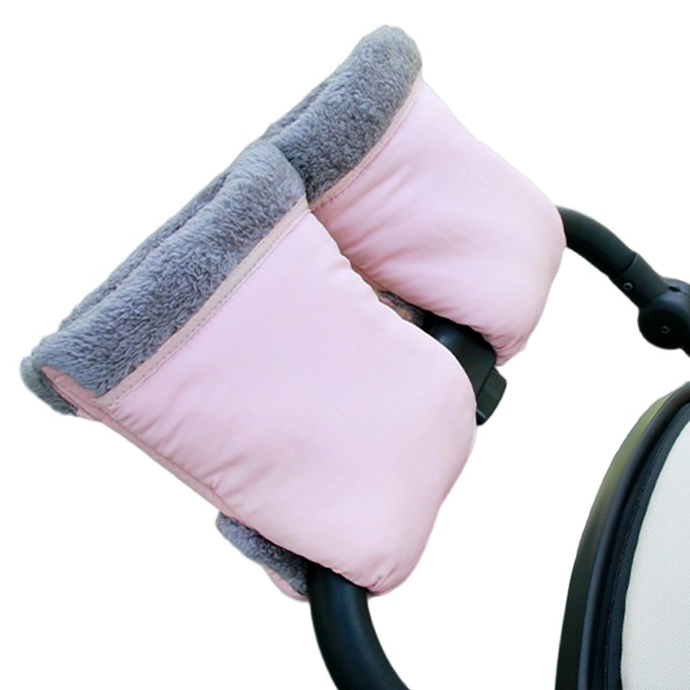 1 Pair Stroller Hand Warmer Gloves Waterproof and Snowproof Stroller Mittens Winter Extra Thick Pushchair Handmuff for Pushchair Stroller Handbar (Pink)
