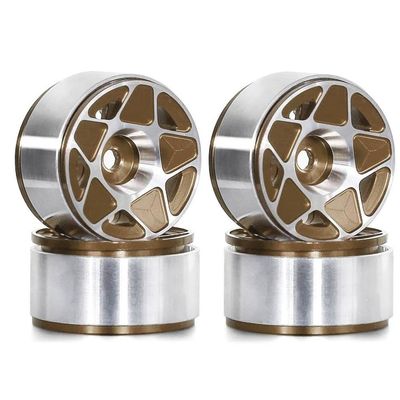 4pcs 1.0" Metal Beadlock Wheel Hub Wheel Rim Compatible with RC Car Models SCX24 AX24 1 18 Scale 1 24 Scale Aftermarket Replacement(Brown)