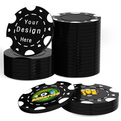 100 Custom Poker Chips,Durable ABS,Drink Tokens Personalized Your Photo,Logo or Image,Double-Sided UV Color Printing,Custom Tokens for Bar,Party,Company Logo and Promotions&Gift,9 Colors (Black)