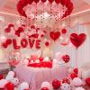 1082PCS I Love You Balloons, Happy Anniversary Decorations with Pink Red Heart Print Balloon, Red Heart 32'' LOVE Foil Balloons, Rose Petals, Heart Hanging for Romantic Night Valentine Day Decorations view 1
