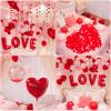 1082PCS I Love You Balloons, Happy Anniversary Decorations with Pink Red Heart Print Balloon, Red Heart 32'' LOVE Foil Balloons, Rose Petals, Heart Hanging for Romantic Night Valentine Day Decorations view 3