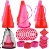 33Pcs Large 4 in 1 Valentines Day Games for Kids with Ring Toss, Plastic Cones, Bean Bags, 3-Legged Race Bands, Carnival Valentine's Games Activity Combo Set for Classroom Indoor Outdoor Party Yard view 1