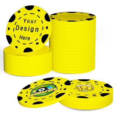100 Custom Poker Chips,Durable ABS,Drink Tokens Personalized Your Photo,Logo or Image,Double-Sided UV Color Printing,Custom Tokens for Bar,Party,Company Logo and Promotions&Gift,9 Colors (Yellow)