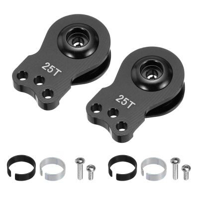 MECCANIXITY 2pcs 25T Servo Horn Arm Adjustable 3 Hole High-Torque Aluminum Alloy Servo Arm for 1/10 RC Model Car Truck Robot Boat Airplane, Black