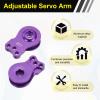 MECCANIXITY 2pcs 25T Servo Horn Arm Adjustable 3 Hole High-Torque Aluminum Alloy Servo Arm for 1/10 RC Model Car Truck Robot Boat Airplane, Red & Purple view 4