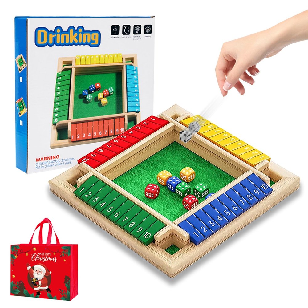 4/6/8 Player Montessori Number Knockdown Game, 2026 New Number Knockdown Game Montessori, Shut The Box Games Wooden, Math Board Games for Adults & Kids, Perfect for Parties & Gatherings (4 Player-A1)