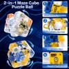 3D Maze Cube - 2-in-1 Twist & Roll Brain Teaser Toy for Kids & Adults, Large Labyrinth Logic Game, Educational STEM Gift for Boys Girls (Blue) view 4