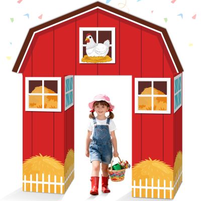 10Pcs Farm Animals Party Decorations Barn Door Cardboard Castle Playhouse with Arch Large Farmhouse Castle Boxes Party Decor for Farm Animal Birthday Holiday Parties Decors