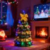 3.9Ft DIY Large Paper Christmas Tree Kit,DIY Paper Christmas Tree Kit with String Bow Pompoms Ornaments,Make a 3D XmasTrees Craft Set Xmas Party Decors for Funny Holiday Family Activities view 3