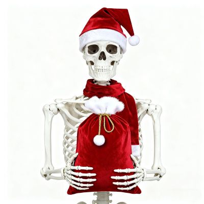 12ft Skeleton Costume Accessories Includes Santa Hat &Scarf,Gift Bag,Funny Christmas Giant Skeleton Costume Garden Lawn Indoor Outdoor Decor
