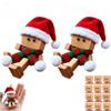 Shaking Wooden Man,Cute Shaking Feet Wooden Man Doll with 12PCS Magnetic Expressions,Funny Little Wood Mans Fun Car Dashboard Decorations Desktop Ornaments Gifts for Car Office (2Pcs- Santa Hat) view 1