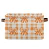 Pfrewn Storage Basket Yellow Bow Orange Bows Plaid Collapsible Rectangular Storage Boxes Organizer Shelf Basket Book Storage Bin for Nursery 1 Pack view 1